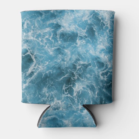 Blauwe oceaangolven blikjeskoeler (Voorkant)