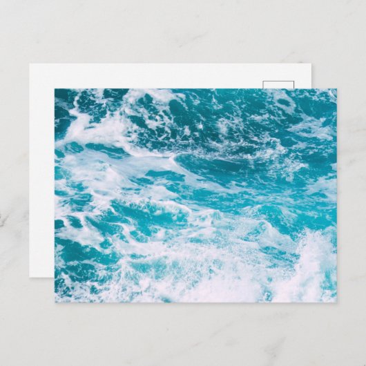 Blauwe oceaangolven briefkaart (Voorkant / Achterkant)