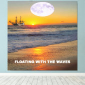 Blauwe oceaangolven canvas afdruk (Insitu (Houten vloer))