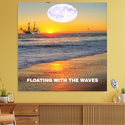 Blauwe oceaangolven canvas afdruk (Insitu (Woonkamer))