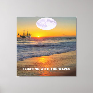 Blauwe oceaangolven canvas afdruk