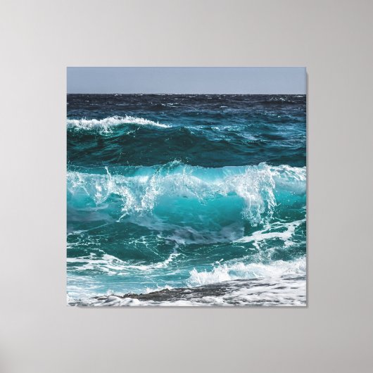 Blauwe oceaangolven canvas afdruk (Voorkant)