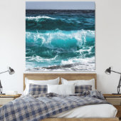 Blauwe oceaangolven canvas afdruk (Insitu (Slaapkamer))