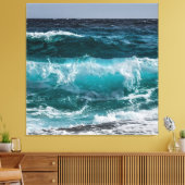Blauwe oceaangolven canvas afdruk (Insitu (Woonkamer))