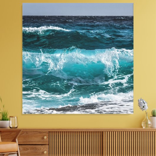 Blauwe oceaangolven canvas afdruk (Insitu (Woonkamer))