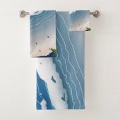 Blauwe Oceaangolven Canvas Kunst Bad Handdoek (Insitu)