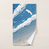 Blauwe Oceaangolven Canvas Kunst Bad Handdoek (Handdoek)