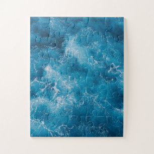 Blauwe oceaangolven crashen legpuzzel