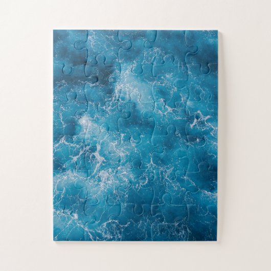 Blauwe oceaangolven crashen legpuzzel (Verticaal)