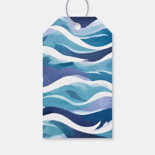 Blauwe oceaangolven | De moderne simplistische Wat Cadeaulabel (Achterkant)