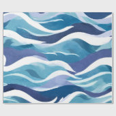 Blauwe oceaangolven | De moderne simplistische Wat Cadeaupapier (Vlak)