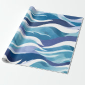 Blauwe oceaangolven | De moderne simplistische Wat Cadeaupapier (Uitgerold)