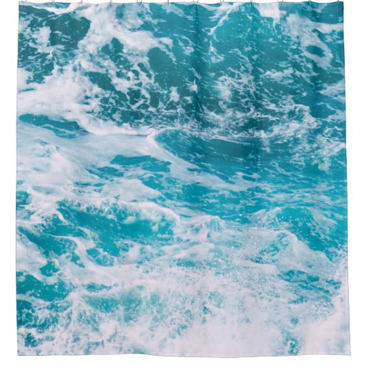 Blauwe oceaangolven douchegordijn (Voorkant)