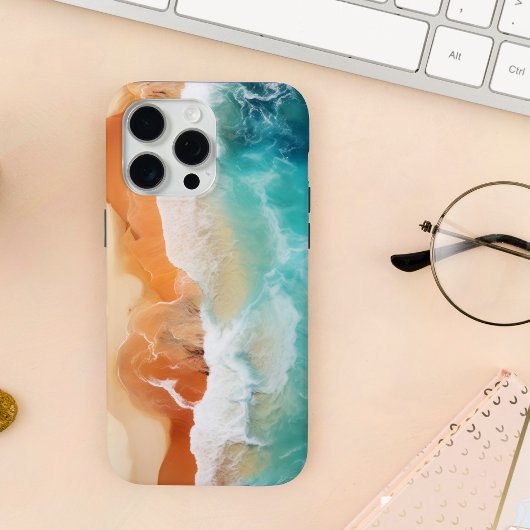 Blauwe oceaangolven en bruine zandkust Case-Mate iPhone case