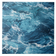 Blauwe Oceaangolven en Zee Schuim Illustratie