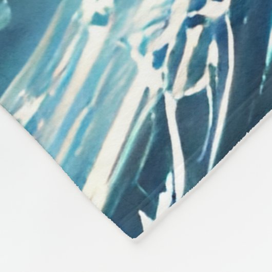 Blauwe oceaangolven fleece deken (Hoek)