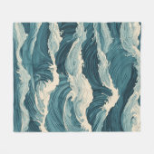 Blauwe oceaangolven fleece deken (Voorkant (Horizontaal))
