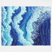 Blauwe oceaangolven fleece deken (Voorkant (Horizontaal))