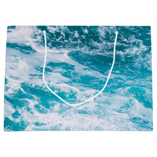 Blauwe oceaangolven groot cadeauzakje (Voorkant)