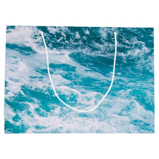 Blauwe oceaangolven groot cadeauzakje (Achterkant)