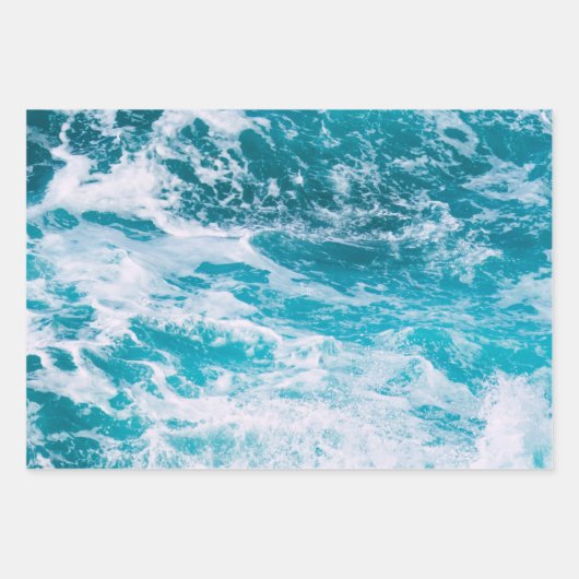 Blauwe oceaangolven inpakpapier vel (Voorkant)