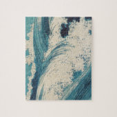 Blauwe oceaangolven Japanse bossen Legpuzzel (Verticaal)