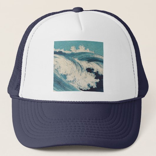 Blauwe oceaangolven Japanse bossen Trucker Pet (Voorkant)