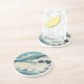 Blauwe oceaangolven Japanse bossen Zandsteen Onderzetter (Zijkant)