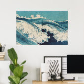 Blauwe Oceaangolven Japanse Houtsnede Poster (Thuiskantoor)