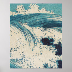 Blauwe Oceaangolven Japanse Houtsnede Poster
