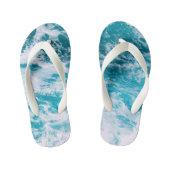 Blauwe oceaangolven kinder teenslippers (Voetbed)