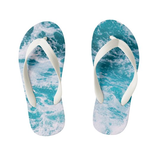 Blauwe oceaangolven kinder teenslippers (Voetbed)