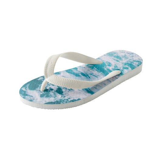 Blauwe oceaangolven kinder teenslippers (Schuin)