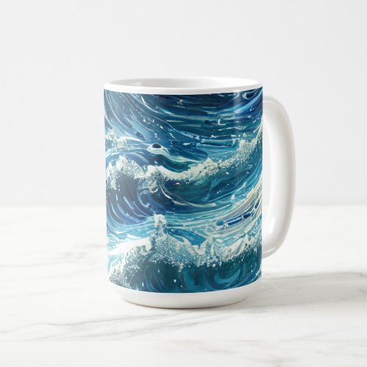 Blauwe oceaangolven koffiemok (Voorkant rechts)