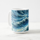 Blauwe oceaangolven koffiemok (Voorkant links)