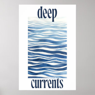 Blauwe Oceaangolven Kunstprint Abstracte Kustwand Poster