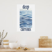 Blauwe Oceaangolven Kunstprint Abstracte Kustwand Poster (Keuken)