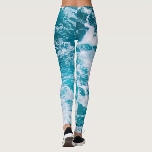 Blauwe oceaangolven leggings (Achterkant)