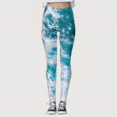 Blauwe oceaangolven leggings (Voorkant)