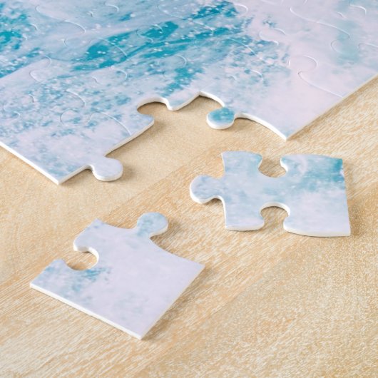 Blauwe oceaangolven legpuzzel (Zijkant)