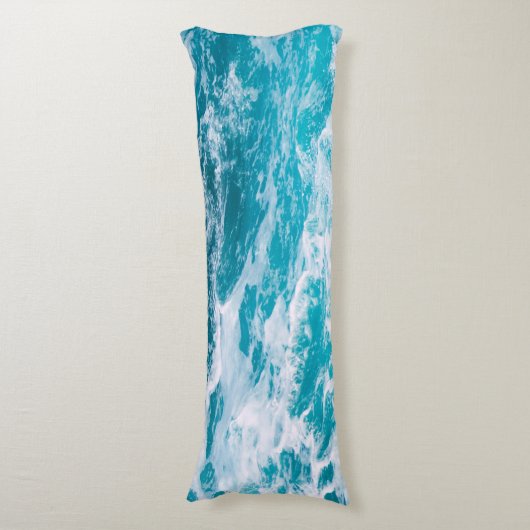 Blauwe oceaangolven lichaamskussen (Voorkant Verticaal)
