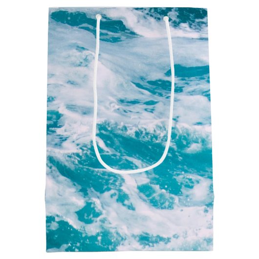 Blauwe oceaangolven medium cadeauzakje (Achterkant)