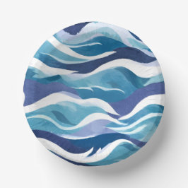 Blauwe Oceaangolven | Modern Simplistisch Aquarel  Papieren Kommen