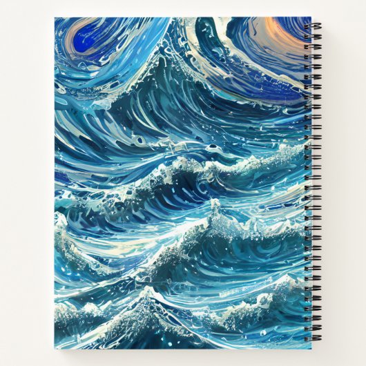 Blauwe oceaangolven notitieboek (Achterkant)