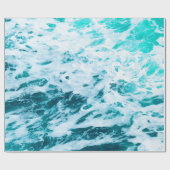 Blauwe oceaangolven, oceaanspray, surfen, natuurli cadeaupapier (Vlak)