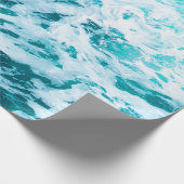 Blauwe oceaangolven, oceaanspray, surfen, natuurli cadeaupapier (Hoek)