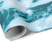 Blauwe oceaangolven, oceaanspray, surfen, natuurli cadeaupapier (Rol Hoek)