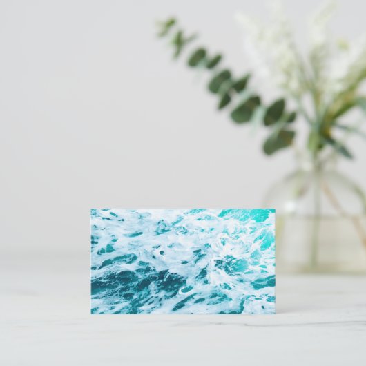 Blauwe oceaangolven, oceaanspray, surfen, natuurli visitekaartje (Staand voorkant)