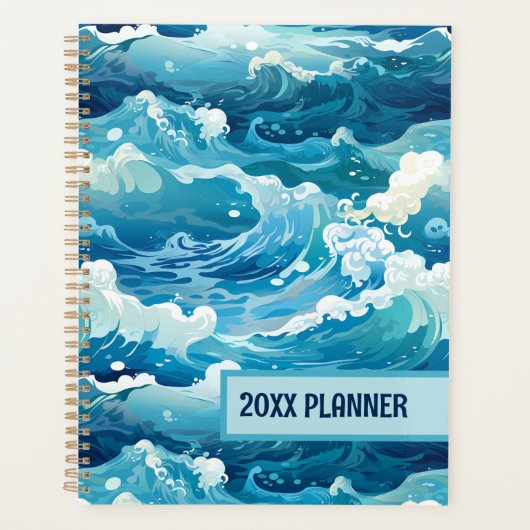 Blauwe oceaangolven planner (Voorkant)