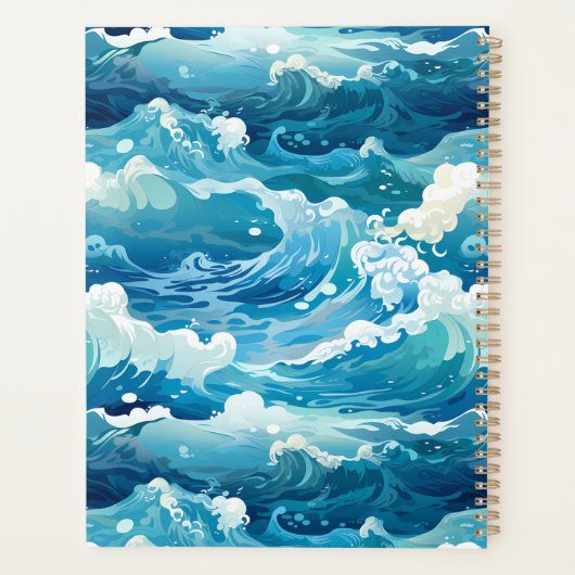 Blauwe oceaangolven planner (Achterkant)